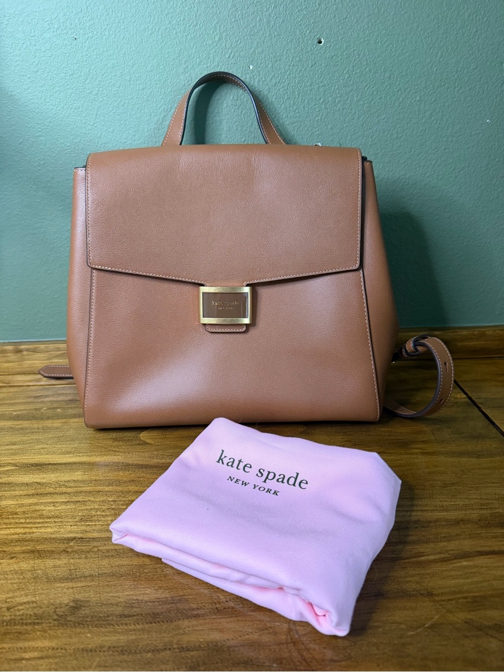 kate spade Tan Leather Backpack Satchel with Gold Hardware